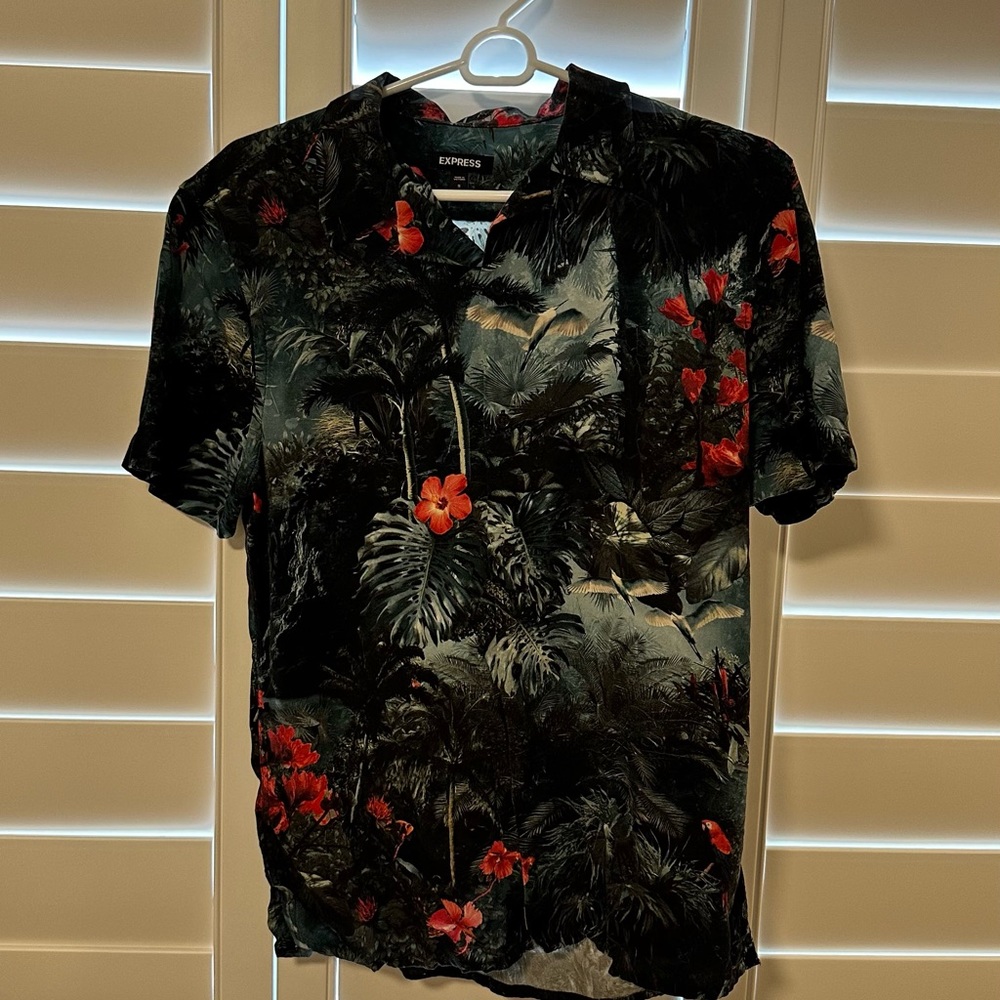 Express Jungle Rayon Shirt (S)- USED